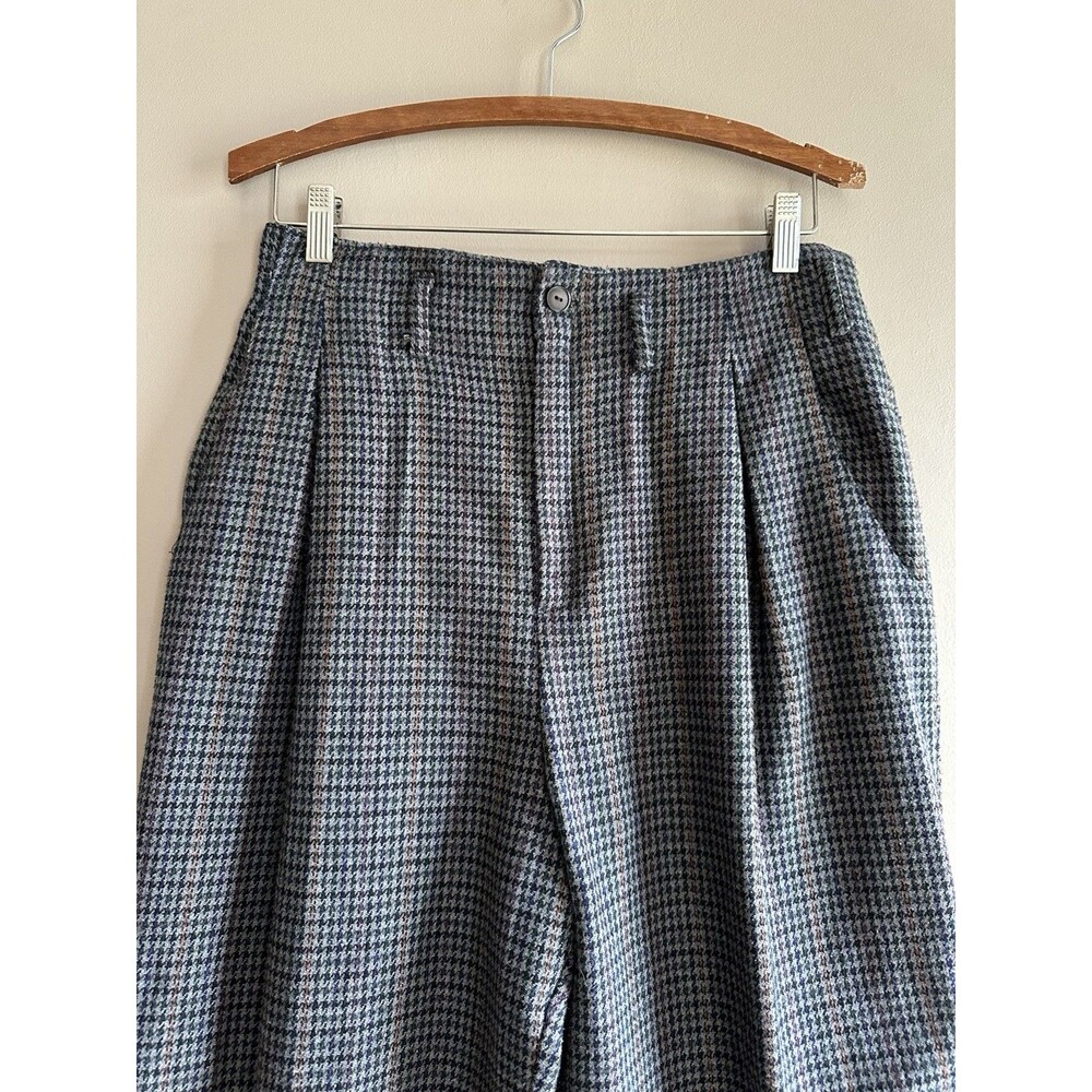 Casablanca Vintage Women's Wool Linen Houndstooth Trouser Dress Pants Size 12 - Picture 2 of 11